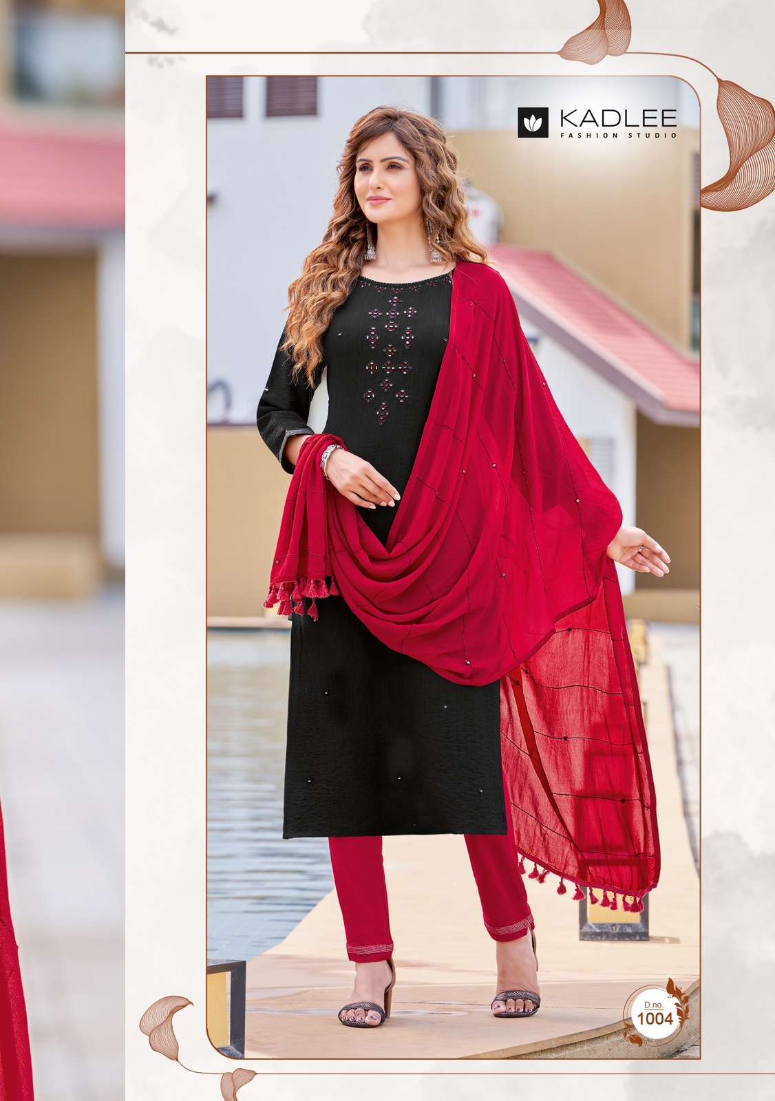 KADLEE-VINTAGE-KURTI WITH PENT AND DUPATTA 1004
